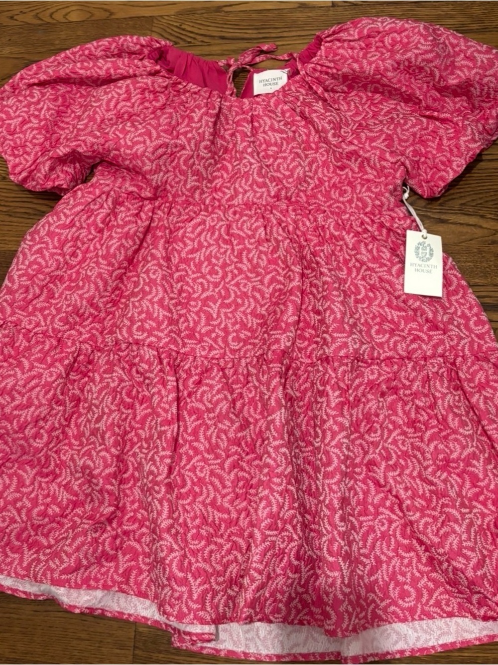 Rylee & Cru Pink Puff-Sleeve Tiered Dress
